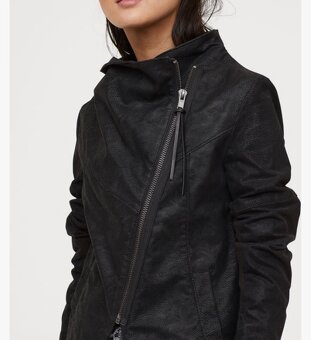 H&M motorkářská bunda, křivák koženka semiš S/36 - 4