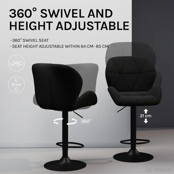 WOLTU BH139sz-2 Sada 2 černých sametových židlí - 4