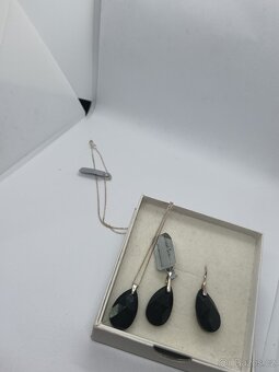 NOVÁ stříbrná sada řetízek s přívěskem, náušnice 925/1000 - 4