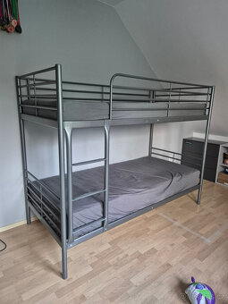 Patrová postel kovová šedá 90x200 cm s matrací Ikea - 4