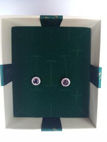 Zlaté náušnice se safíry a brilianty 0,06 ct NOVÉ - 4