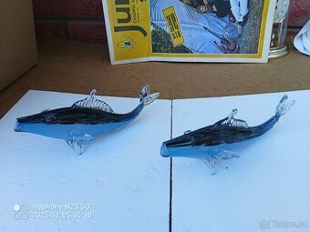 Staré barevné sklo poháry,figury - 4