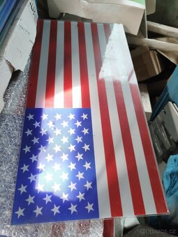 USA skleněná vlajka půlkulatá a rovná, dekorace Ford - 4