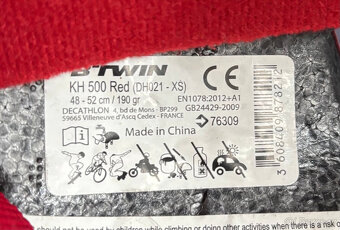 Helma dětská červená decathlon vel. XS ( 48-52 cm) - 4