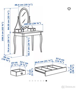 Toaletni stolek se zrcadlem, zidle ZDARMA - 4