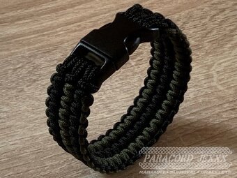 Paracord náramek (19 cm) black - oliv - 4