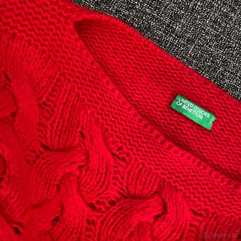 Dámský vlněný červený vánoční svetr United Colors of Benetto - 4