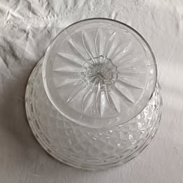 Skleněná etažérka / mísa na noze – broušený vzor - 4