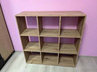 Nový policový regál s 9 přihrádkami (dub artisan) - 4