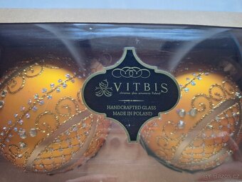 Zlaté a červené vánoční baňky VITBIS 4ks - 4