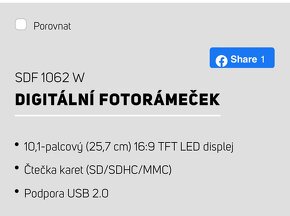 Prodám digitální fotorámeček Sencor SDF 1062 B. - 4