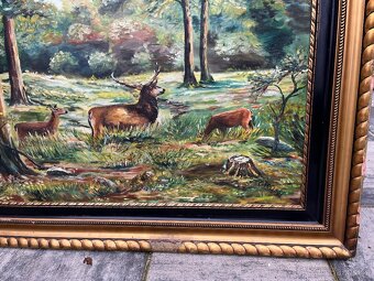 Velká olejomalba na plátně lesní zvěř - AKCE doprava - 4