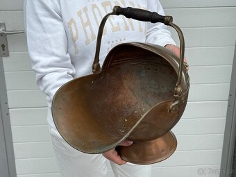 Skvostný starožitný měděný uhlák originální kus - 4