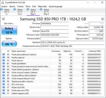 6x SSD SAMSUNG 850 PRO 1 TB SATA - zapsáno 317-325 z 300 TB - 4