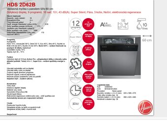 Myčka Hoover HDS 2D62B v záruce - 4