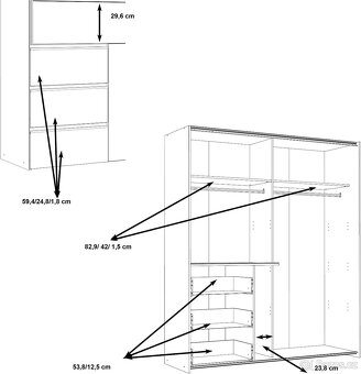 Šatní skřín Winny 2 barvy 170cm Nové - 4