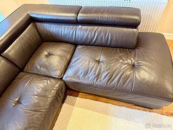 Kožená hnědá sedací souprava DeFo - 4