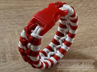 Paracord náramek (18 cm) red - white - 4