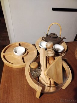 Cajovy set, drevene talire - 4