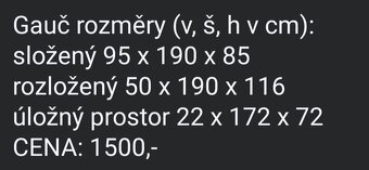 Gauč rozkládací, úložný prostor - jako nový - 4
