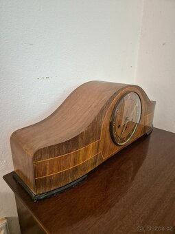 Velké starožitné krbové hodiny art deco - funkční - 4