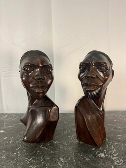 Párový set afrických dřevěných bust (602001) - 4