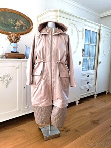 1x oblečený dlouhý béžový přechodový kabát parka XL 42 Sinsa - 4