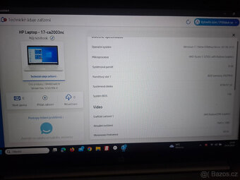 HP 17-ca2003nc WIN11, SSD,velký displej 17,3, Ryzen procesor - 4
