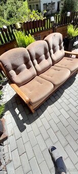 Sedací souprava masiv+ kombinace dřevo + rozkládací gauč - 4
