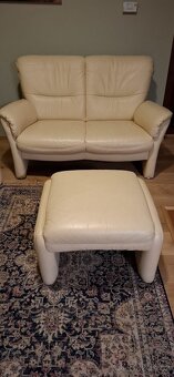 Krémová sedací souprava z eko kůže – jako nová - 4