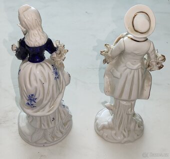 Prodám Porcelánové sošky – Prodavač květin & Dáma se džbánke - 4