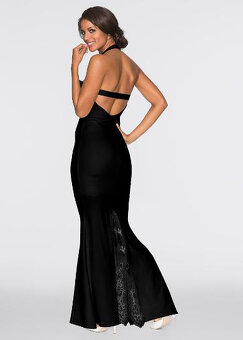 Nové dlouhé černé plesové šaty vel.38 - 4