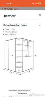 Velká šatní skříň 135x135x190cm - 4