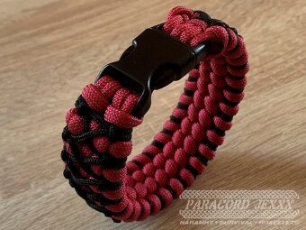 Paracord náramek (19 cm) burgundy - black - 4