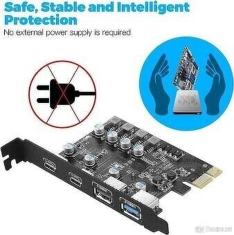 Karta USB 3.0 PCIE 2 Port USB A + 2 Port USB C - 4