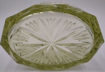 Stará masivní Křišťálová mísa na ovoce - Žlutozelená 18,5cm - 4