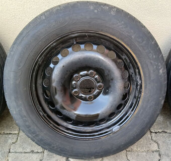 4x plechové disky 5x108 + pneu letní 215/60 R16 - 4