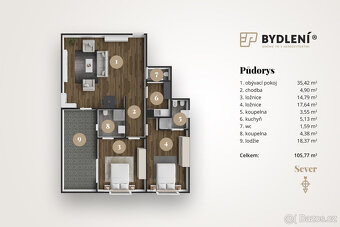 Prodej bytu 3+kk – 111,35 m², 2. NP, Teplice – Šanov 1 (Rezi - 4
