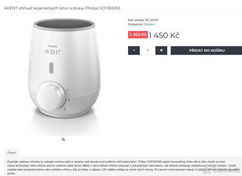 AVENT ohřívač kojeneckých lahví a stravy Philips - 4