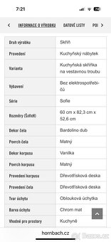 Kuchyňská skříňka na vestavnou troubu Sofie S 60 ER vanilka/ - 4