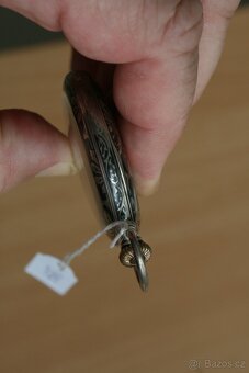 Starožitné stříbrné kapesní hodinky INVAR tula, myslivecké - 4