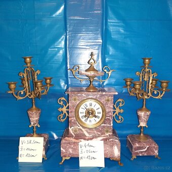 STAROŽITNÉ KRBOVÉ HODINY + SVÍCNY--FRANCIE 1920 - 4