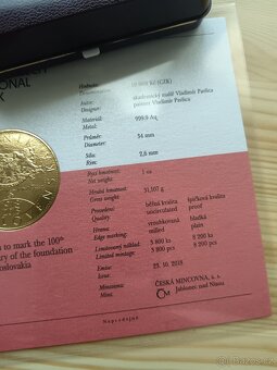 Zlatá mince 10.000kč 2018/Vznik Československa ČNB - 4