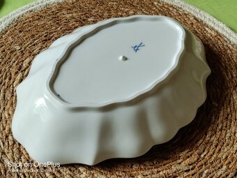 Oválná vlnitá mísa/tác Míšeň-značeno mečíky - 4