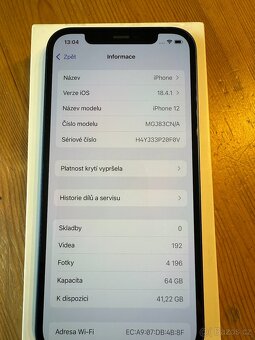 Apple iPhone 12 64GB - Blue - modrý (MGJ83CN/A) 99% - 4