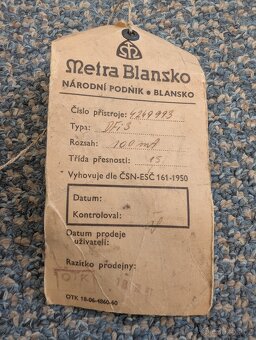 Panelový miliampérmetr Metra Blansko 100 mA - 4