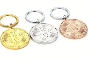 Přívěšek na klíče BIT.COIN Zlatý, stříbrný a rose. - 4