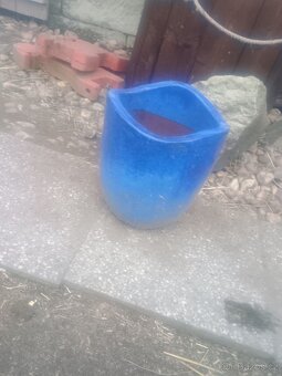 Keramický mrazuvzdorný květináč modrý - 4