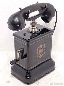 Retro smaltovaný telefon JYDSK s kličkou - 4