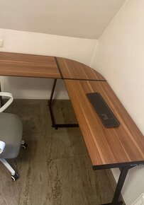 Rohový herní / kancelářský stůl (hnědý) - 4